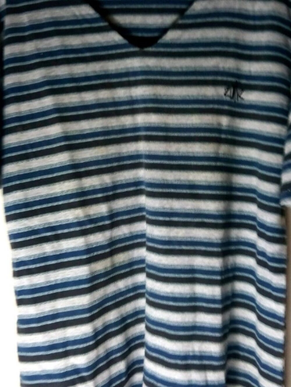 Zonz Vintage Black Blue Stripe Skate Shirt L
